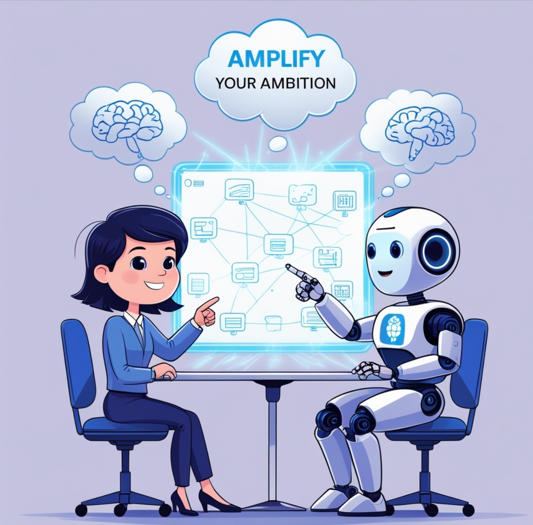 Human and AI brainstorming together